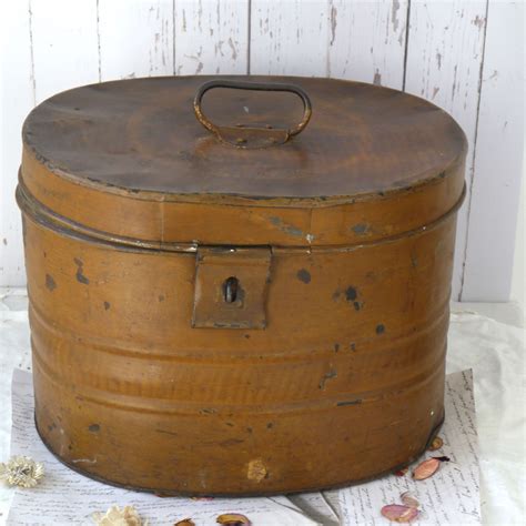 metallic hat boxes|vintage metal hat box.